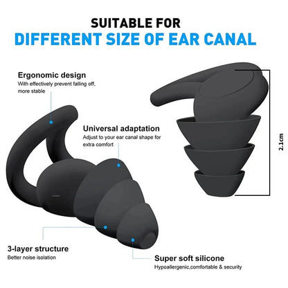 Reusable 3-Layer Silicone Ear Plugs